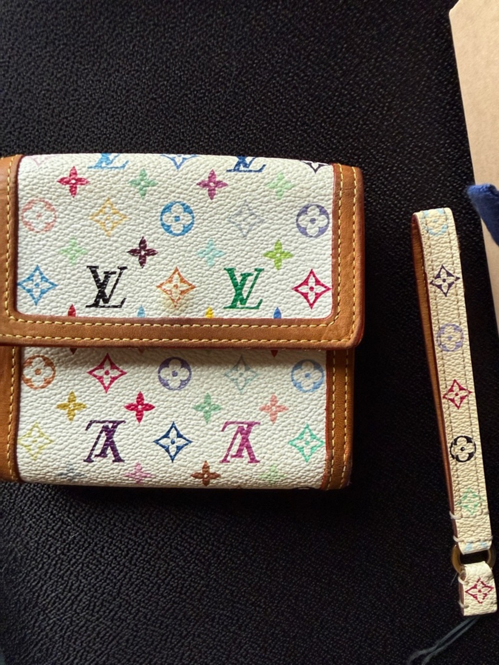 Louis Vuitton White Multicolor Monogram Card/wallet with keychain/charm & box - Picture 8 of 12